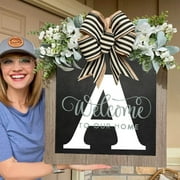 2025 Last Name Year Round Front Door Wreath Front Door 24 Letter Farmhouse Wreath With Wreath Bow Spring Wreaths For Front Door Outside Hanger Decor, Pink